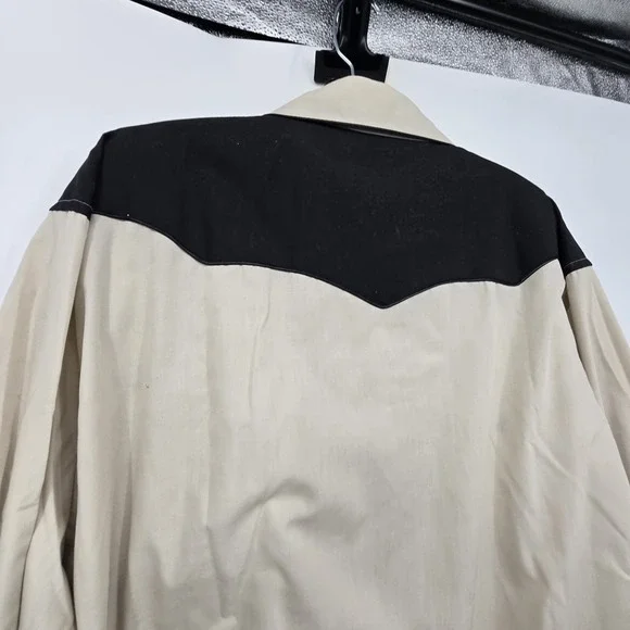 Vintage Y2K White Horse Western Pearl Snap Shirt Men's XXL Black Cream Rodeo - Picture 11 of 11